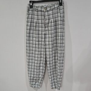 Hollister Sz Small  Women's Green Black White Ultra High Rise Plaid Pants